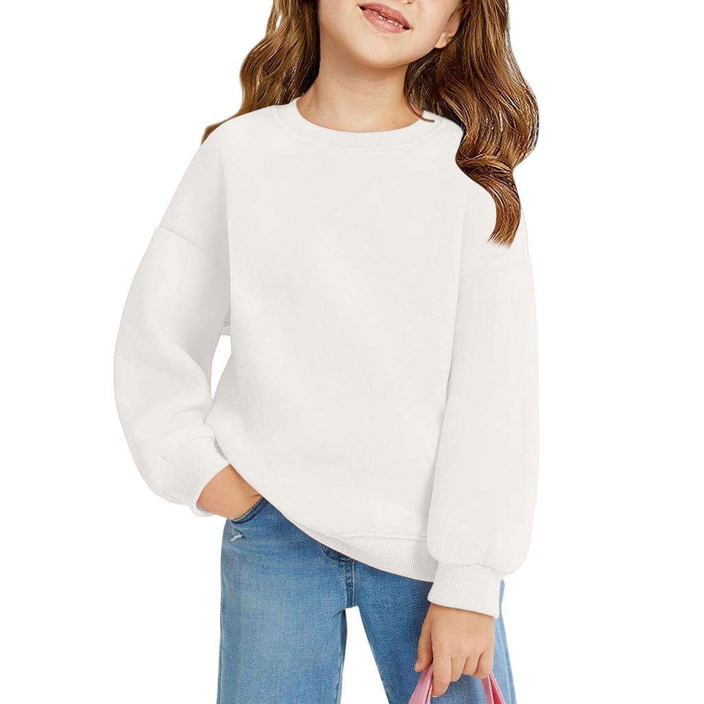 Зимние пуловеры с круглым вырезом для мальчиков и девочек, футболки с длинными рукавами, однотонные детские топы