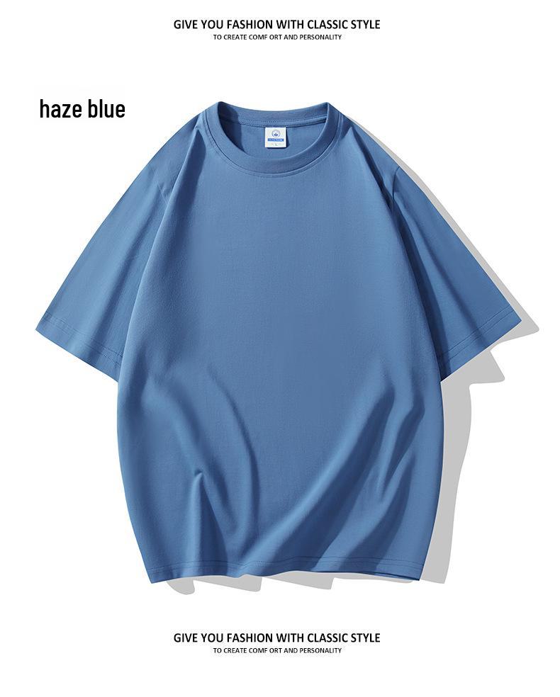 Мужская футболка свободного кроя из чистого хлопка с круглым вырезом и коротким рукавом, лето 2025 г.