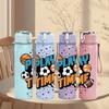 1PC Play Time Soccer Ball Theme 750ml Color Plastic Sports Water Bottle Leakproof Flip Straw Lid Suitable for Sports Office Home Use