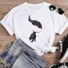 (Asian Size) Fashion Feather Trend 90s Print Female Casual T Clothing Casual Women's Top Graphic Tee Short Sleeve T-shirts