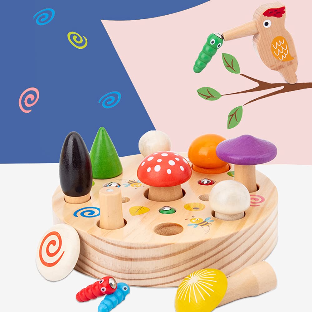 CORPER TOYS Деревянный пазл, пазл с подгонкой, магнитная игрушка, магнитная игрушка, игрушка для рыбалки, насекомое, гриб, для мальчиков и девочек, милая игрушка для дома, красочная головоломка