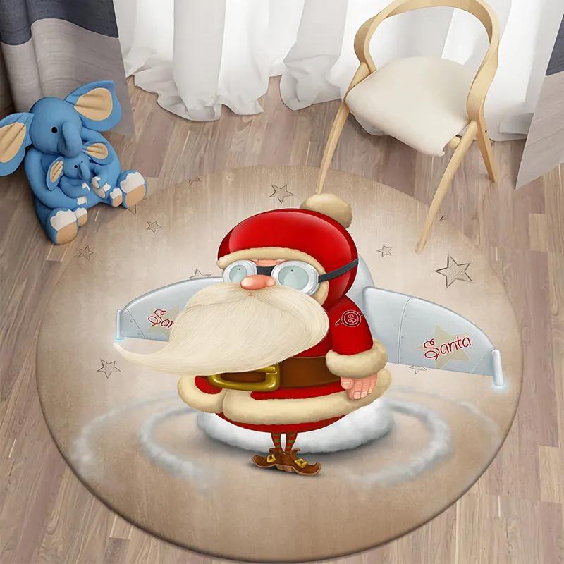 Санта-круглый ковер для дома, гостиной, спальни, коврик для кухни, ванной комнаты, коврик, милое украшение для детской комнаты
