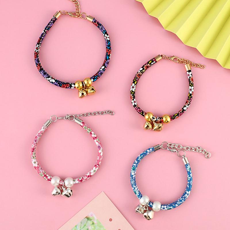 Adjustable Cat Collar Cartoon Colorful With Bell Safety Bell Ring Necklace For Puppy Kitten Pet Accessories