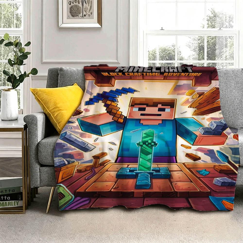 Movie M-Minecrafts Cartoon Game 2026 Retro Flannel Blanket Soft Throw Blanket Art For Home Decor Bedroom Bed Sofa Picnic Gifts