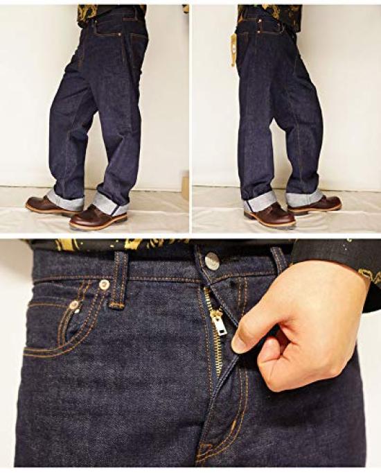 Kojima Jeans KOJIMA GENES 15 унций Сельвидж Джинсы широкого прямого кроя с кантом Деним Сделано в Японии Одна стирка Мужские RNB-102WW-Denim-34