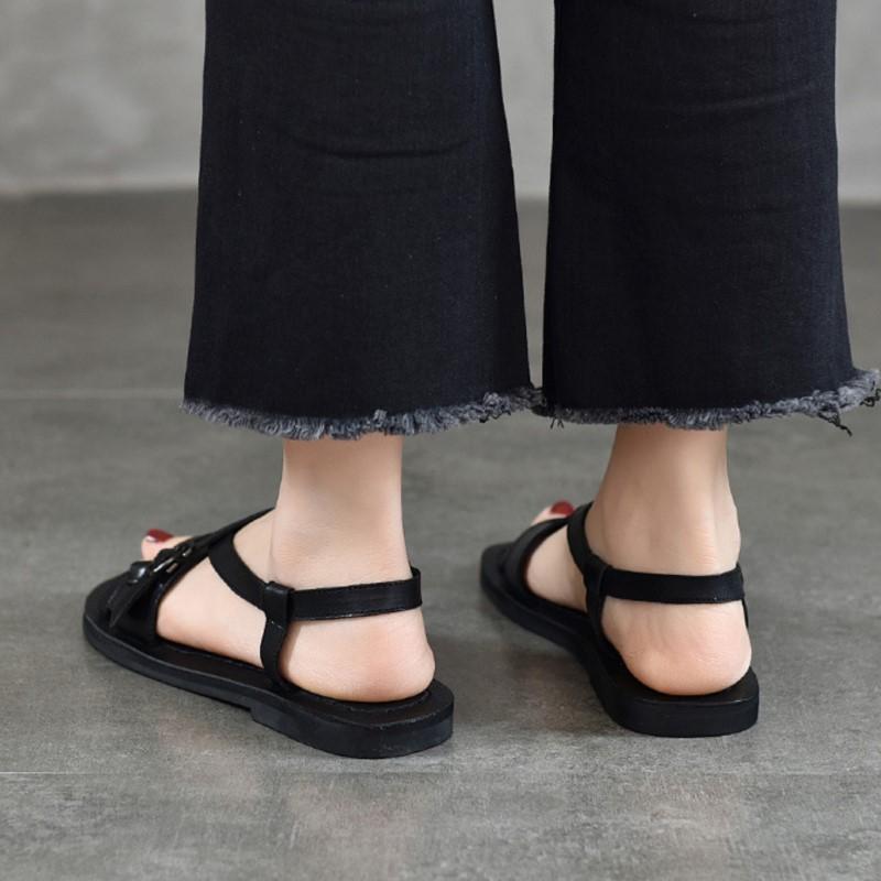 Johnature Простые сандалии на плоской подошве из натуральной кожи, модная женская обувь с пряжкой на поясе и мягкой подошвой