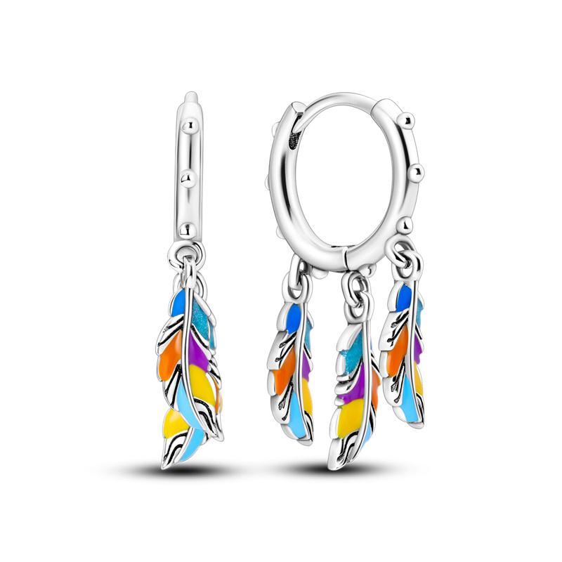 Hoop Earrings New silver 925 Rainbow, Shell, Women's Earrings Making jewelry For Women as Wedding Party Gifts