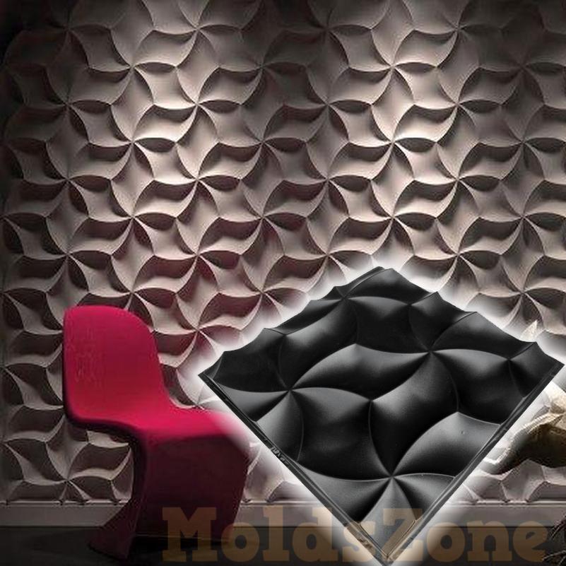3D Wall Panel Mold for Gypsum, Plaster or Concrete Tile for Decorative Wall Panels 'Petals'