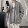 Мужской модный вафельный кардиган-худи с V-образным вырезом - Повседневная свободная куртка на весну/осень
