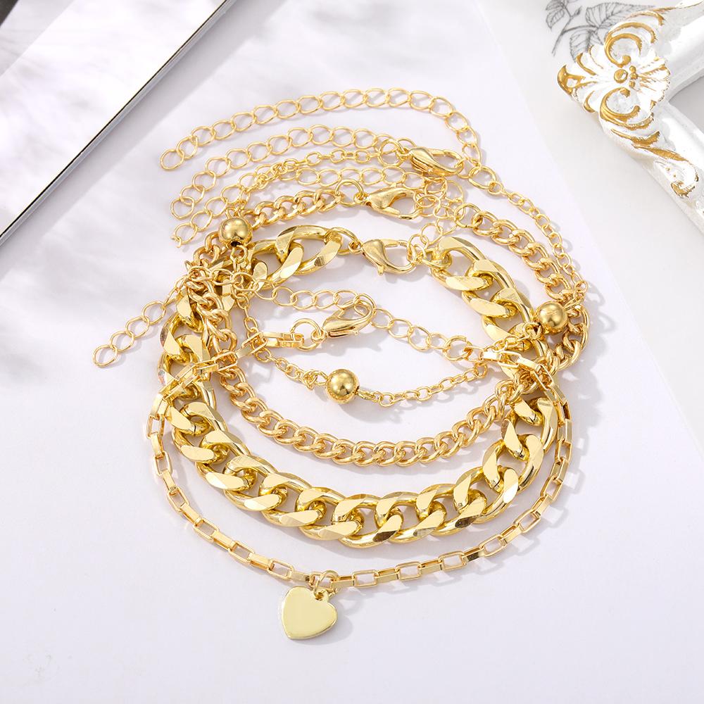 Браслет из 4 предметов, браслет с подвеской «Любовь», комплект для пары, браслет, простой элегантный роскошный браслет для девочек, изысканный ювелирный браслет