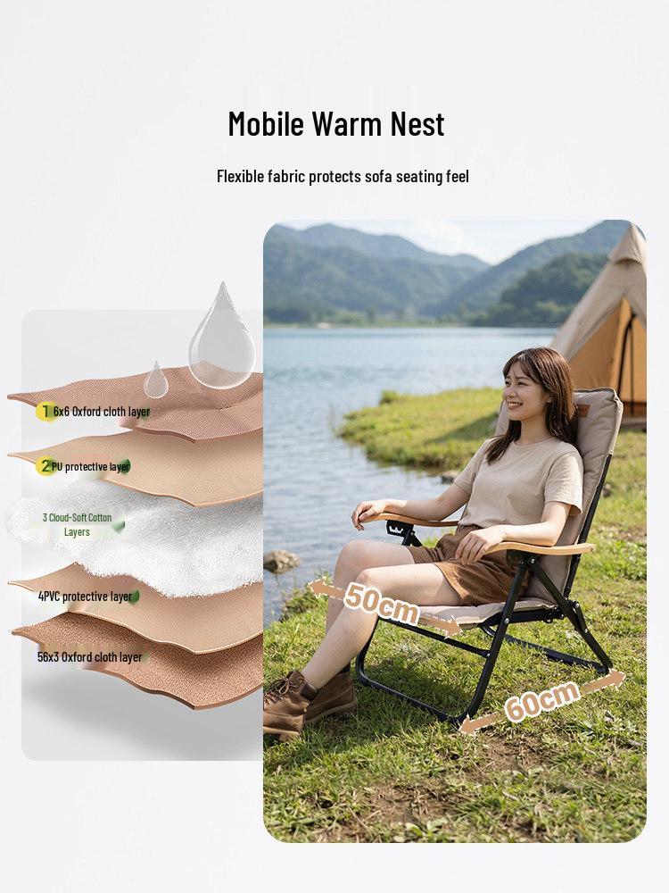 KingCamp Kangaroo Outdoor Folding Recliner: Portable High-Back Chair for Camping & Relaxation - Dual-Use Sitting & Lying, Four Seasons Comfort.