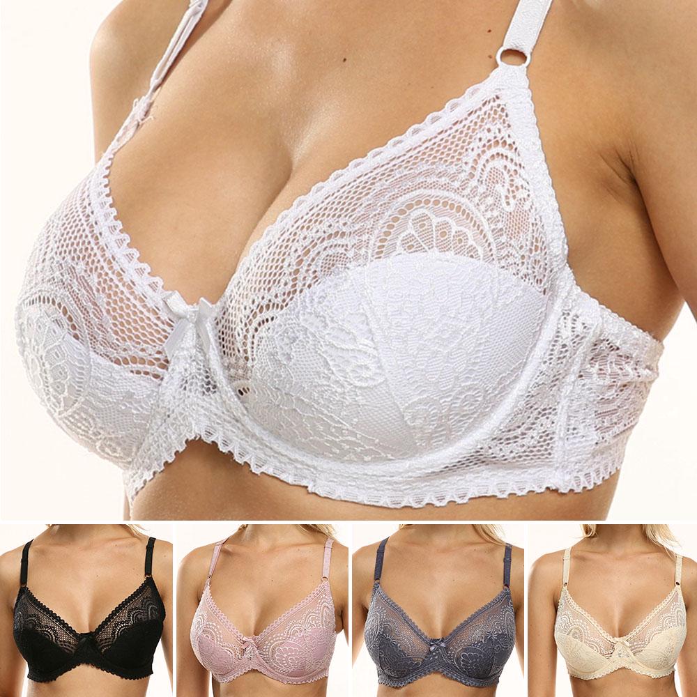 Floral Lace Bralette Ultrathin Deep V Bra Unlined Push Up Brassiere for Women Intimates