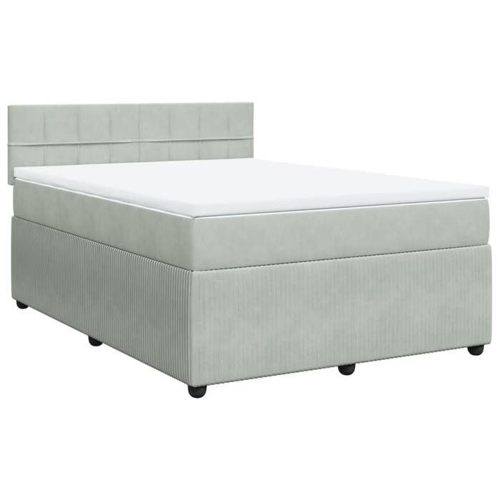 VidaXL Slat Bed Base and Mattress Light Grey 160x200cm Velvet 3287782
