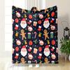 Christmas Pattern with Santa and Icons Patterned blanket, flannel, suitable for all seasons, home decor, warm and cozy