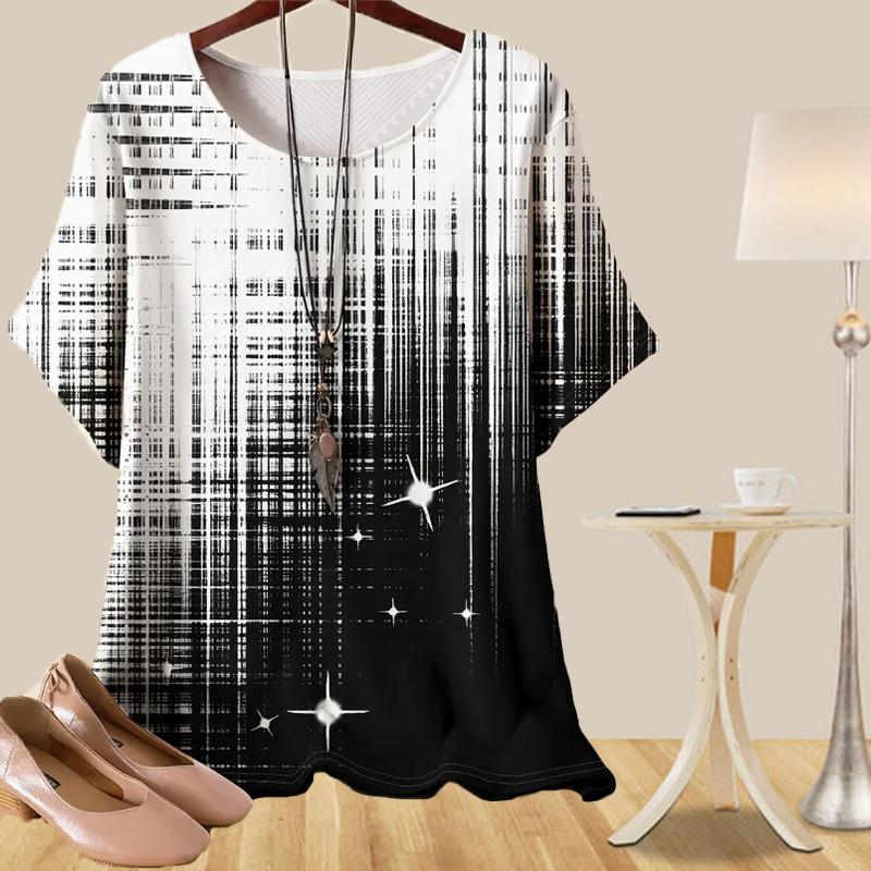 Женская мода повседневная свободная весенняя рубашка женские топы с коротким рукавом с индивидуальным принтом в виде градиентных цветочных линий