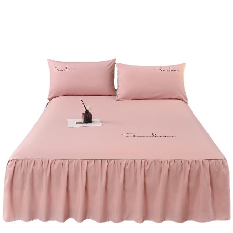 Bedroom Household Single-piece Sanding Bed Skirt Solid Color Skin-friendly Bedspread Bed Cover Bedroom Student Dormitory Sheets