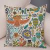 Cute Animal Pattern Cushion Cover Cartoon Friends Monkey Penguin Zebra Donkey Design Soft Square Pillow Home Decor Gift xcm