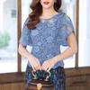 ZANZEA Women Casual Round Neck Short Sleeve Patchwork Lace Blouse