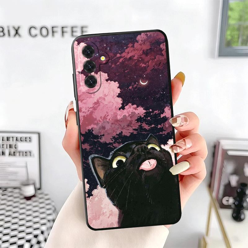 Кошка Милый Котёнок Мультяшный Мягкий Чехол для Телефона для Samsung A17 A37 A57 A16 A26 A36 A56 A15 A25 A35 A55 A14 A24 A34 A54 A13 A23 A33 A53