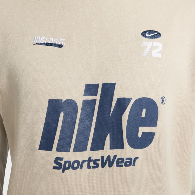 Nike Свитшот с круглым вырезом и длинным рукавом с логотипом, мужской свитшот бежевого цвета HQ4949-126