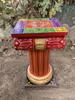 Hand Painted Wooden Chowki Pedestal Table | Indian Folk Art Statue Stand