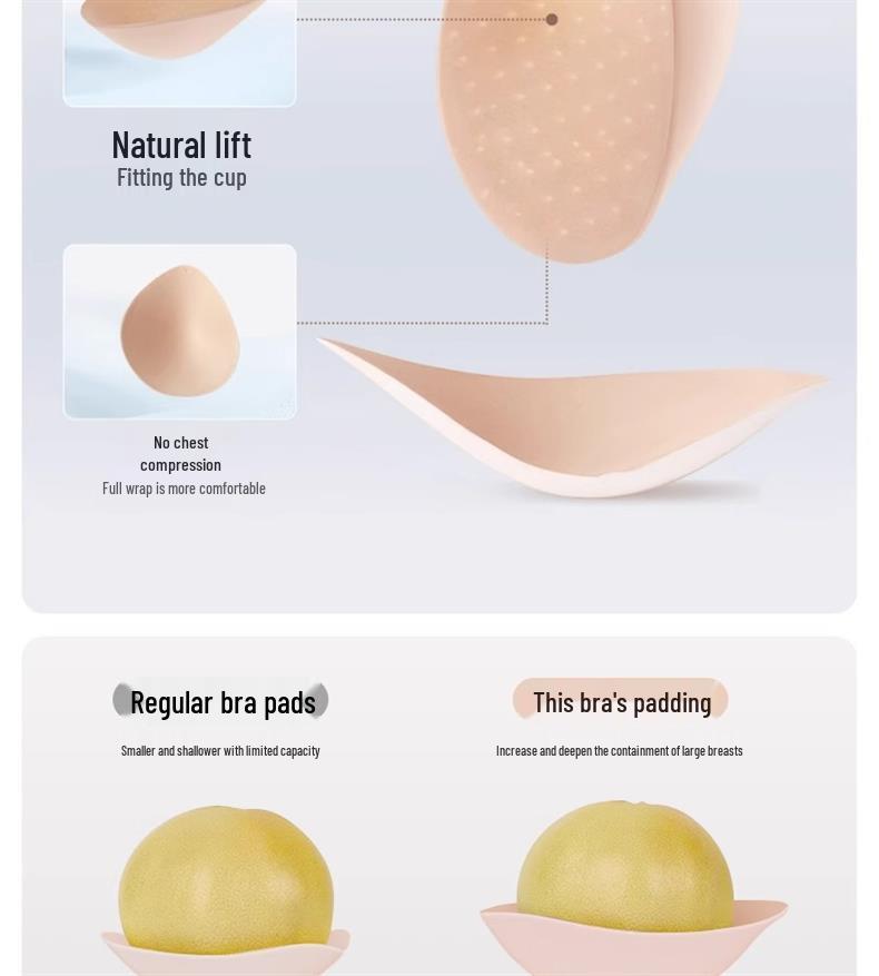 Бесшовный бюстгальтер с подъемом и поддержкой: Полное покрытие, Летний тонкий, Предотвращающий провисание, Формирующий для большой груди
