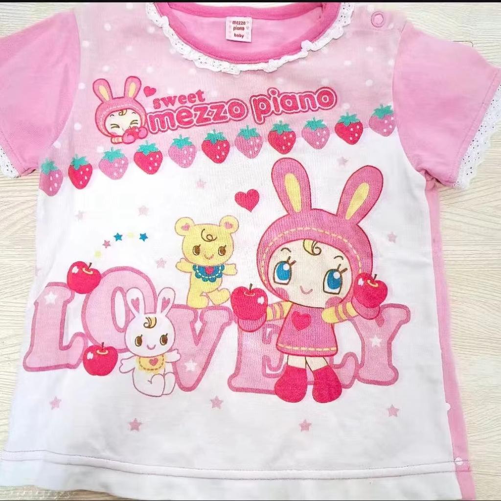 Японские Каваи Кроп-топы Мультяшный Принт Харадзюку Лолита Футболки с Коротким Рукавом Женские Y2k Эстетика Приталенная Футболка Винтаж Фейри Гранж