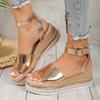 Fashion Summer Women Fish Mouth Sandals Thick Platform Wedge Heel Fashion Shiny