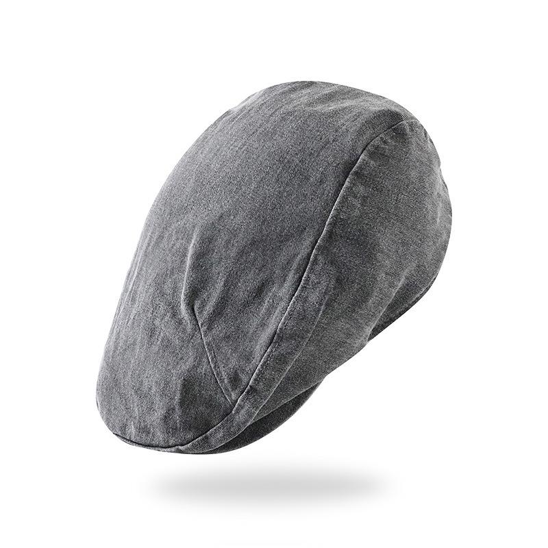 Solid-colour British-style creased beret: unisex retro, artsy, washed and distressed baseball cap