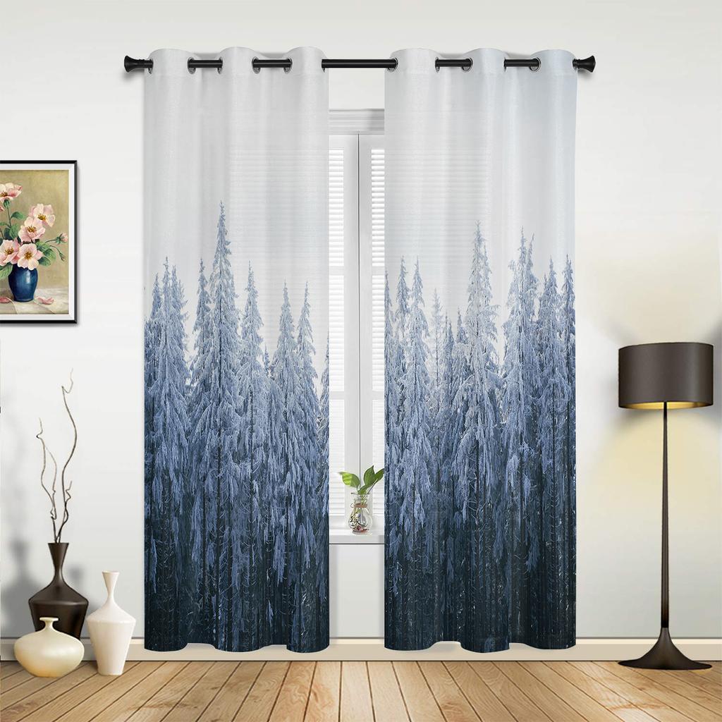 Шторы на окна со снежинками из соснового леса, роскошный декор для гостиной, рождественские шторы для спальни, кухни, оконные шторы