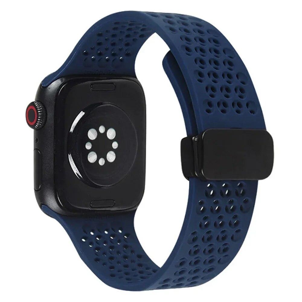 Magnetic Sports Silicone Strap for Apple Watch 49mm 45mm 44mm 41mm 40mm 42mm 38mm Rubber Band for IWatch Series 9 8 7 6 5 4 Se Ultra 2