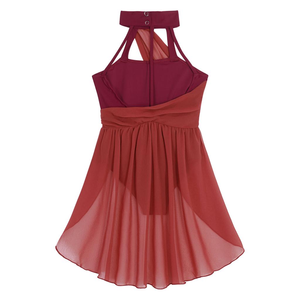 Балетное платье для девочек, детский шифоновый лиф с рюшами, танцевальное трико, лирический танцевальный костюм, современная танцевальная одежда