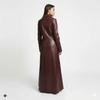 Стильный женский тренч бордового цвета, party wear, ручная работа, из натуральной овечьей кожи