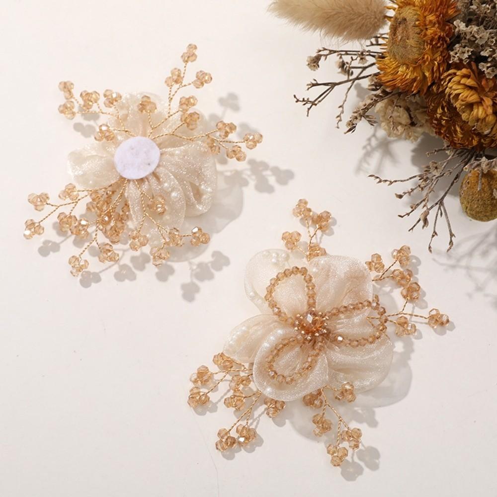 Vintage Ancient Organza Flower Applique Sheer Organza Brooch Embellishment Hairpin Making