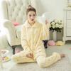 Winter Coral Fleece Thickened Warm Women's Pajamas Spring and Autumn Cute Student Long-sleeved Flannel Home Service Suit