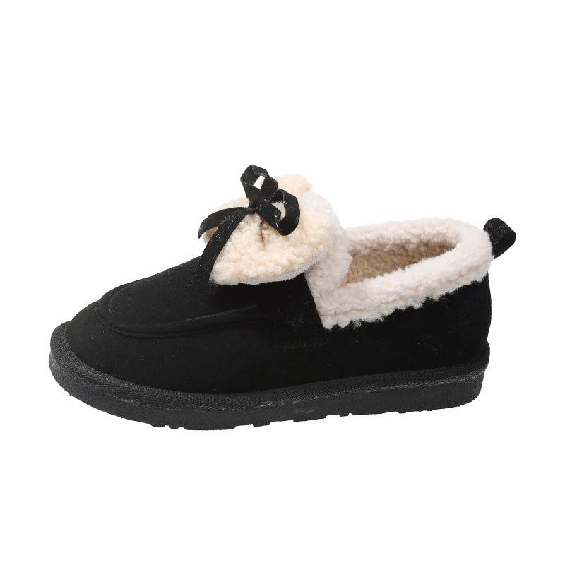 Зимние новые туфли из бархатного хлопка 2024 года, модная и повседневная верхняя одежда, одинарные туфли с толстой подошвой, туфли-бобовые туфли для женщин