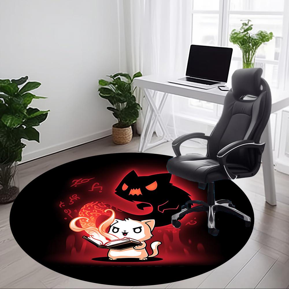 1pc Magic Cat Office Round Area Rug, Under Office Chairs Bedroom Living Room Home Decor, Room Deco, Available in Various Sizes