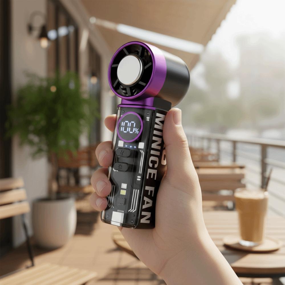 Lightweight Design Portable Handheld Fan Digital Display Rechargeable USB Fan Personal Cooling