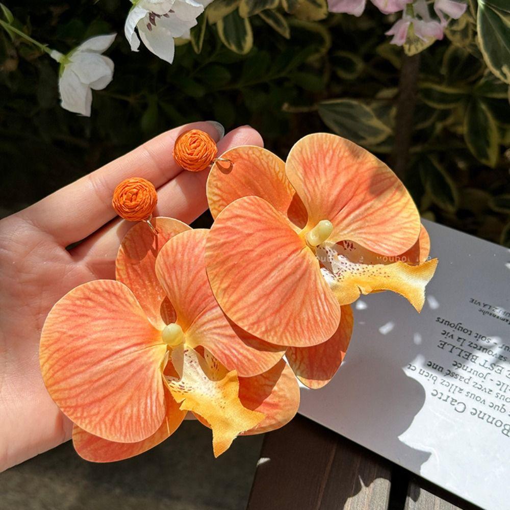 Simulated Flower Butterfly Orchid Earrings Beach Jewelry Flower Earrings  Women