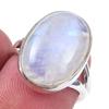 Кольцо из натурального радужного лунного камня ручной работы из чистого серебра 925 пробы, размер 6 h1O96
