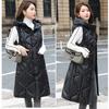 Casual Warm Sleeveless Vest Coat Long Down Cotton Jacket Solid Hooded Padded Parkas Vests Loose Female Korea Winter Waistcoat