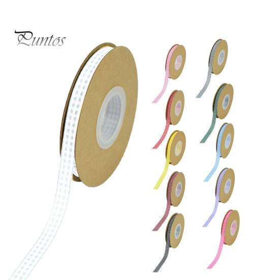 For Party DIY 1 Roll Cheque Plaid Ribbon All Match Rural Style Printed Grid Bow Gift Box Packing Ribbon