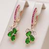Женские висячие серьги цвета розового золота с зеленым и розовым цирконием, роскошные винтажные ювелирные изделия