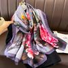 Printed Floral Fashion Long Imitation Silk Women's Versatile Air Conditioning Towel Temperament Versatile Neck Protection Versatile Scarf Silk Scarf