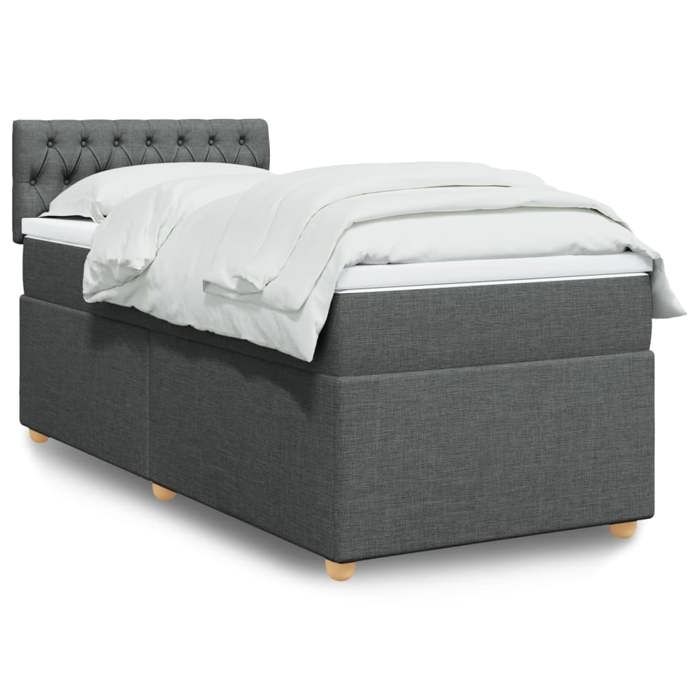 Maison Exclusive - Sommier à lattes de lit avec matelas Gris foncé 90x200 cm Tissu