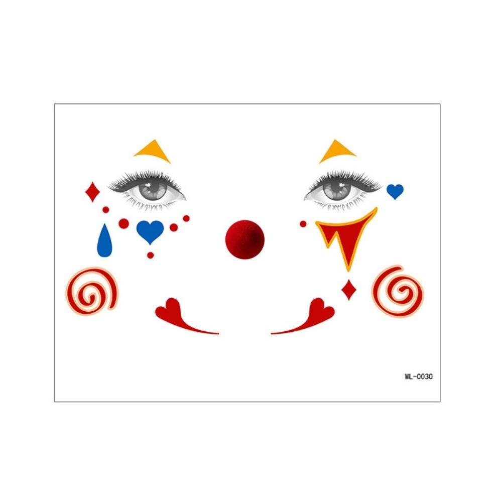 Face Art Circus Clown Temporary Tattoo Waterproof Little Witch Face Sticker Kids Adult