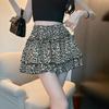 Leopard Print High Waist Mini Skirt With Pleated Design For Summer Fashion
