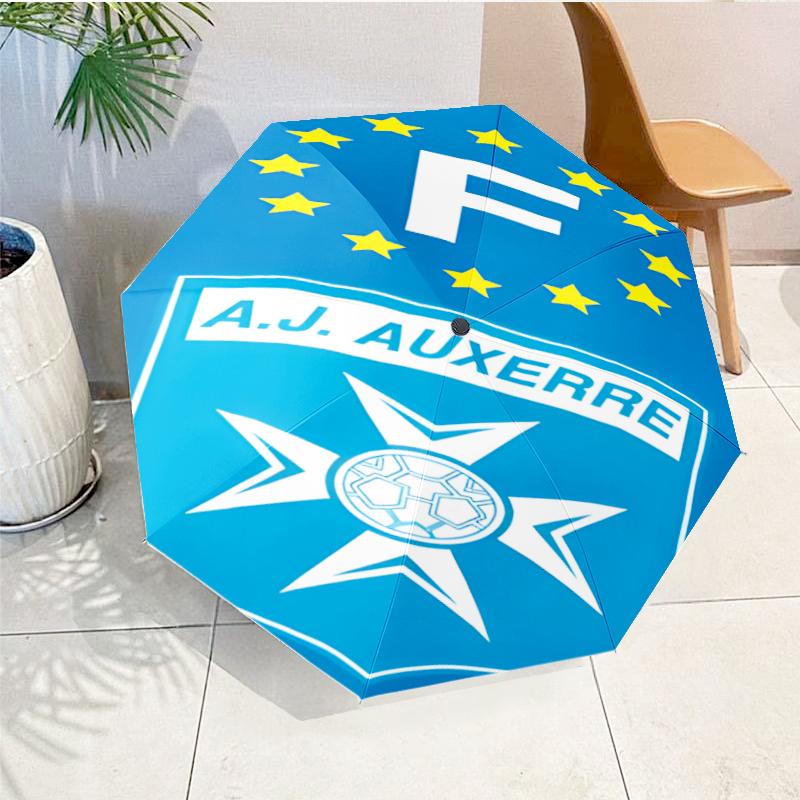 Auxerre Crest Design Automatic Folding Umbrella - 8-Rib Travel Umbrella with Auto Open/Close & Portable, Gift for Christmas, Birthdays