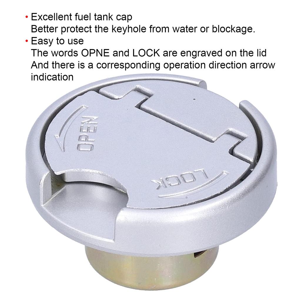 Крышка бензобака, Qiilu Крышка бензобака с ключом Замок Детали из нержавеющей стали Нержавеющая сталь