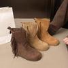 Модные ретро универсальные ботильоны женские осень 2025 новые на платформе с завышенным голенищем облегающие до середины икры
